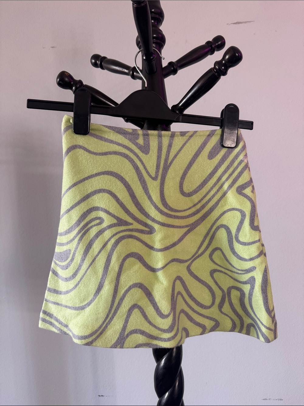Women’s Lime Green Patterned Mini Skirt 17.2.T